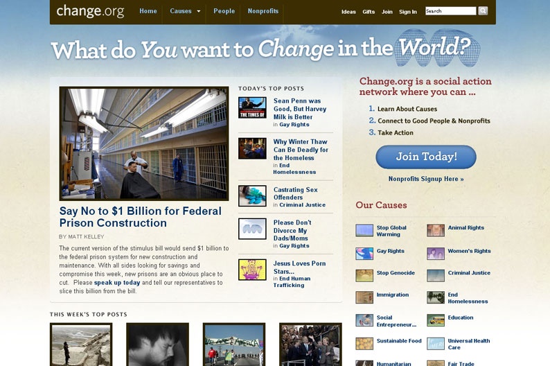 Screentshot on http://www.change.org