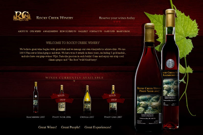 Screenshot on Rocky Creek Winery
