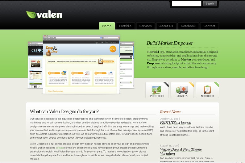 Screenshot on Valen Designs