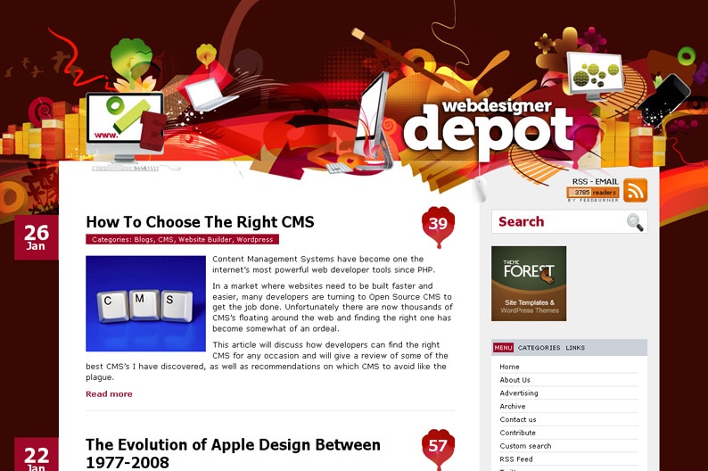 Screenshot on Web Designer Depot